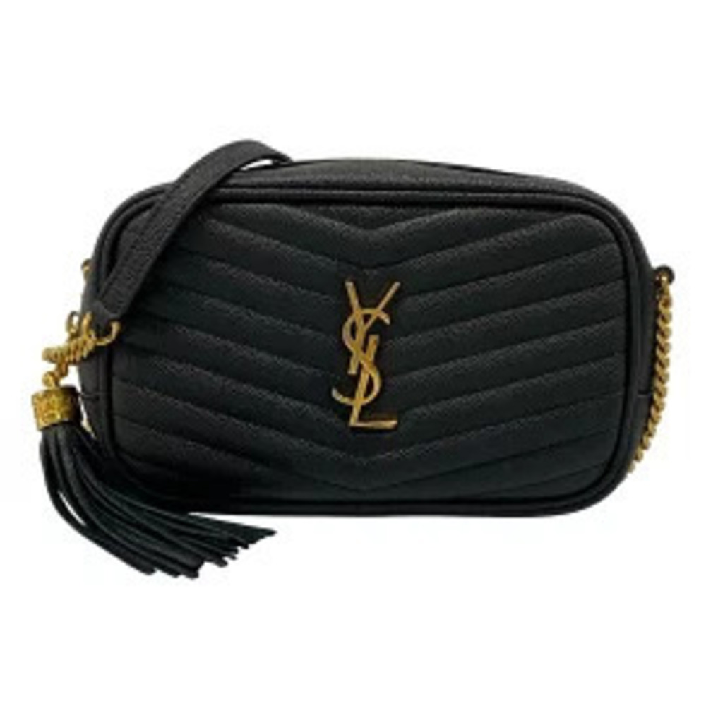 SAINT LAURENT PARIS Lou Bag Shoulder Black Gold Leather